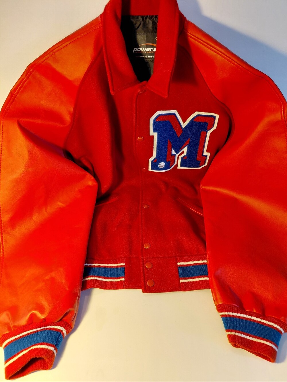 Powers, Men's Varsity Jacket with Blue 'M' Patch